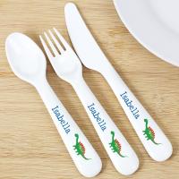 Personalised Dinosaur 3 Piece Plastic Cutlery Set Extra Image 1 Preview